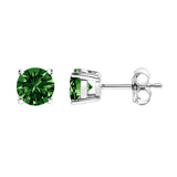 14K White Gold 1/2 Cttw Lab Grown Green Diamond Classic Solitaire Stud Earrings with Pushback