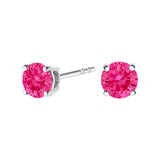 14K White Gold 1/2 Cttw Round Brilliant Cut Lab Grown Pink Diamond 4-Prong Classic Solitaire Earrings (Pink Color, VVS2-VS1 Clarity)