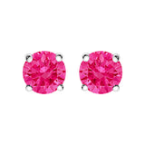 10K White Gold 1/2 Cttw Lab Created Round Brilliant Cut Pink Diamond Classic 4-Prong Solitaire Stud Earrings (Fancy Pink Color, VVS2-VS1 Clarity)