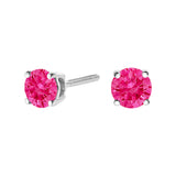 10K White Gold 1.0 Cttw Lab Created Round Brilliant Cut Pink Diamond Classic 4-Prong Solitaire Stud Earrings (Fancy Pink Color, VVS2-VS1 Clarity)