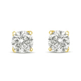 14K Yellow Gold 1.0 Cttw Lab Grown Diamond Solitaire Stud Earrings