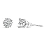 .925 Sterling Silver 1/2 cttw Prong Set Round-Cut Diamond Cluster Stud Earring (I-J Color, I2-I3 Clarity)