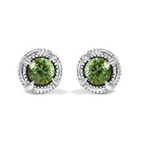 .925 Sterling Silver 1 cttw Treated Black Diamond Modern 4-Prong Solitaire Milgrain Stud Earrings (Black Color, I1-I2 Clarity)