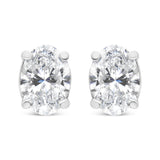 14K White Gold 1.00 Cttw Lab Grown Oval Solitaire Diamond Stud Earrings (F-G Color, VS2-SI1 Clarity)