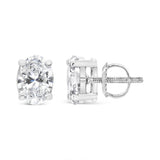 14K White Gold 1.00 Cttw Lab Grown Oval Solitaire Diamond Stud Earrings (F-G Color, VS2-SI1 Clarity)