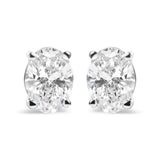 14K White Gold 3/4 Cttw Oval Shape Lab Grown Diamond Solitaire Stud Earrings (F-G Color, VS1-VS2 Clarity)