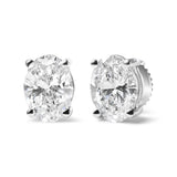 14K White Gold 3/4 Cttw Oval Shape Lab Grown Diamond Solitaire Stud Earrings (F-G Color, VS1-VS2 Clarity)