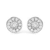 .925 Sterling Silver 1/4 Cttw Diamond Miracle Set Solitaire with Halo Stud Earrings
