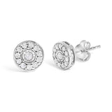 .925 Sterling Silver 1/4 Cttw Diamond Miracle Set Solitaire with Halo Stud Earrings