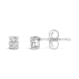 14K White Gold 1/4 Ctw Oval Lab-Grown Diamond Solitaire Stud Earrings