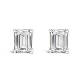 14K White Gold 1.0 Cttw Emerald Cut Lab-Grown Diamond Solitaire Stud Earrings (F-G Color, VS1-VS2 Clarity)