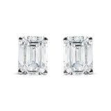 14K White Gold 2.0 Cttw Emerald Cut Lab Grown Diamond Solitaire Stud Earrings (G-H Color, VS1-VS2 Clarity)