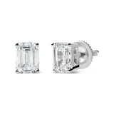 14K White Gold 2.0 Cttw Emerald Cut Lab Grown Diamond Solitaire Stud Earrings (G-H Color, VS1-VS2 Clarity)
