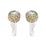 925 Sterling Silver 1/6ct TDW  Yellow Treated  Diamond Charm Earrings