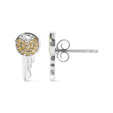 925 Sterling Silver 1/6ct TDW  Yellow Treated  Diamond Charm Earrings