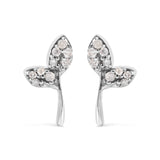 925 Sterling Silver 1/16ct TDW Diamond Leaf Earrings
