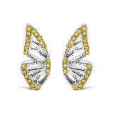 925 Sterling Silver 1/6ct TDW  Yellow Treated Diamond Butterfly Earrings