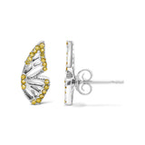 925 Sterling Silver 1/6ct TDW  Yellow Treated Diamond Butterfly Earrings