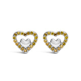 925 Sterling Silver 1/6 Cttw Diamond Open Double Heart Stud Earrings (I-J Color, I3 Clarity)