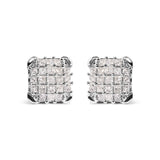 10K White Gold 3/4 Cttw Princess Diamond Composite Open Frame Stud Earrings (I-J Color, I1-I2 Clarity)