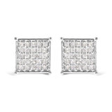 10K White Gold 3/4 Cttw Princess Diamond Composite Stud Earrings (I-J Color, I1-I2 Clarity)