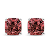 14K White Gold 1 1/2 Cttw Lab Grown Pink Cushion 4-Prong Set Classic Diamond Solitaire Stud Earrings (Pink Color, VS1-VS2 Clarity)