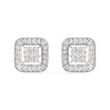 10K White Gold 5/8 Cttw Diamond Square Shaped Composite Stud Earrings (I-J Color, I1-I2 Clarity)