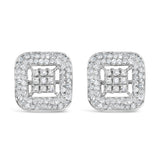 10K White Gold 1.00 Cttw Diamond Composite and Halo Stud Earrings (I-J Color, I1-I2 Clarity)