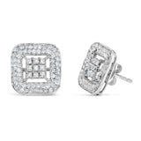 10K White Gold 1.00 Cttw Diamond Composite and Halo Stud Earrings (I-J Color, I1-I2 Clarity)