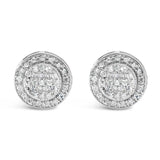 .925 Sterling Silver 3/4 Cttw Diamond Composite and Halo Stud Earrings (H-I Color, SI1-SI2 Clarity)
