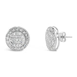 .925 Sterling Silver 3/4 Cttw Diamond Composite and Halo Stud Earrings (H-I Color, SI1-SI2 Clarity)