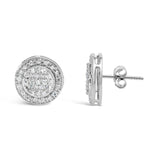 .925 Sterling Silver 3/4 Cttw Diamond Composite and Halo Stud Earrings (H-I Color, SI1-SI2 Clarity)