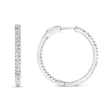 14K White Gold 1.0 Cttw Princess Diamond Inside Out Hoop Earrings (H-I Color, I1-I2 Clarity) - 23 MM
