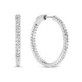 14K White Gold 1.0 Cttw Princess Diamond Inside Out Hoop Earrings (H-I Color, I1-I2 Clarity) - 23 MM
