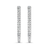 14K White Gold 1.0 Cttw Princess Diamond Inside Out Hoop Earrings (H-I Color, I1-I2 Clarity) - 23 MM