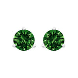 14K White Gold 1.0 Cttw 3-Prong Martini Set Lab Grown Green Diamond Solitaire Stud Earrings