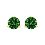 14K White Gold 1.0 Cttw 3-Prong Martini Set Lab Grown Green Diamond Solitaire Stud Earrings