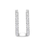 14K White Gold 2.00 Cttw Princess Diamond Inside Out Elongated Hoop Earrings