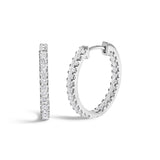 14K White Gold 2.00 Cttw Princess Diamond Inside Out Elongated Hoop Earrings