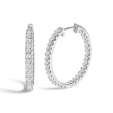14K White Gold 2.00 Cttw Princess Diamond Inside Out Elongated Hoop Earrings
