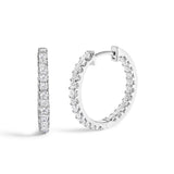 14K White Gold 2.00 Cttw Princess Diamond Inside Out Hoop Earrings