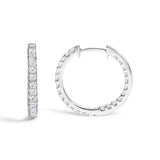 14K White Gold 2.00 Cttw Princess Diamond Inside Out Hoop Earrings
