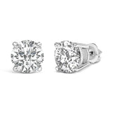 14K White Gold 4.0 Cttw Round Lab Grown Diamond Solitaire Stud Earrings with Screw Backs