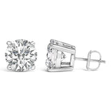14K White Gold 4.0 Cttw Round Lab Grown Diamond Solitaire Stud Earrings with Screw Backs