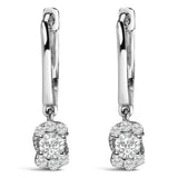 Sterling Silver 1/2 Cttw Lab Grown Diamond Floral Cluster Drop Earrings