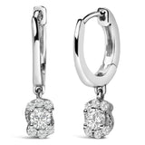 Sterling Silver 1/2 Cttw Lab Grown Diamond Floral Cluster Drop Earrings