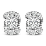 Sterling Silver 1/3 Cttw Lab Grown Diamond Halo Swirl Stud Earrings