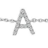 10K White Gold Diamond Accent "A" Initial Charm and Link Bracelet