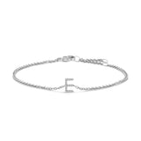 10K White Gold Diamond Accent "A" Initial Charm and Link Bracelet