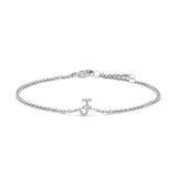 10K White Gold Diamond Accent "A" Initial Charm and Link Bracelet